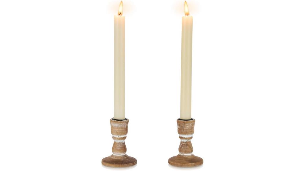 set of two wooden tapers