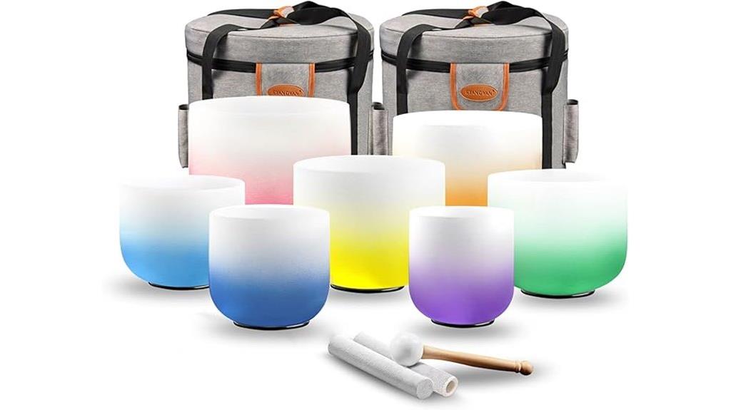 seven crystal singing bowls