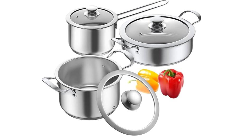 six piece stainless cookware
