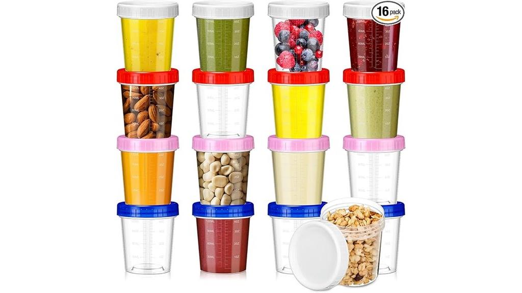 sixteen mini screw top containers