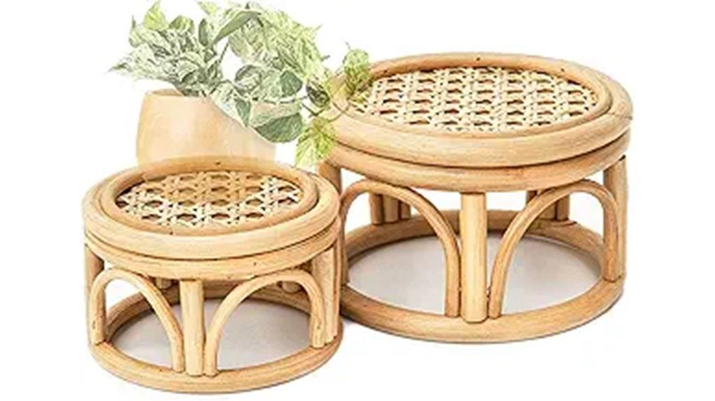 small rattan plant stands