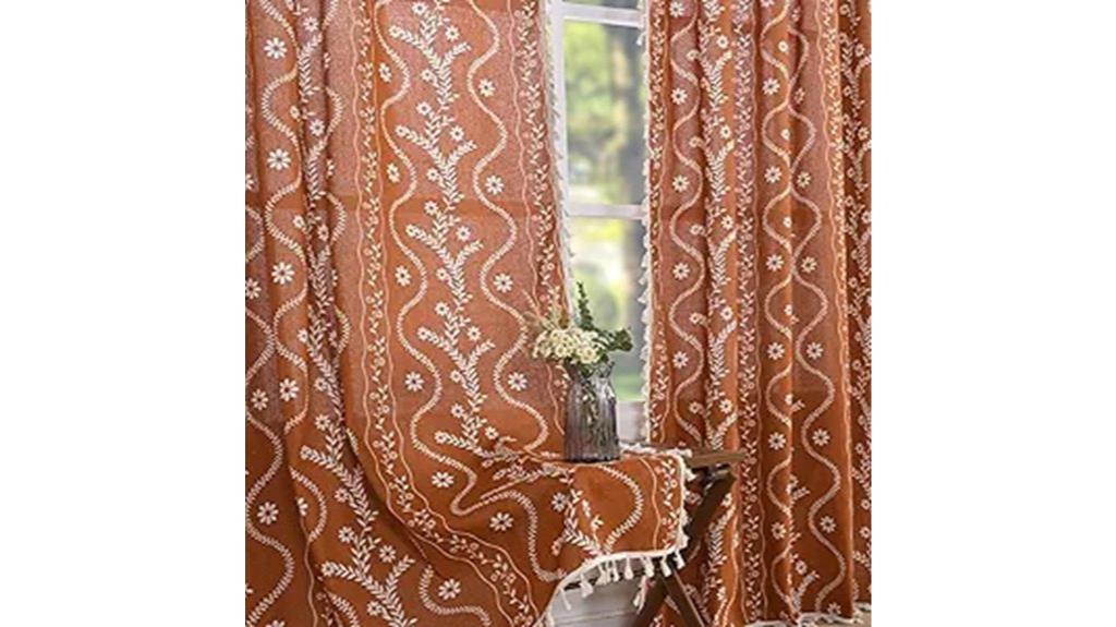 terracotta floral linen drapes
