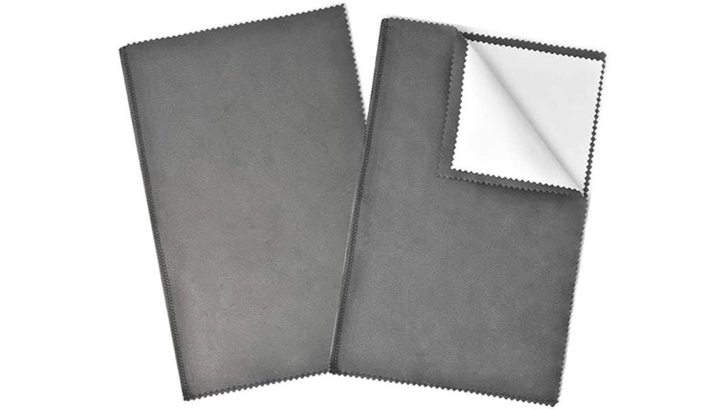 two gray jewelry cloths