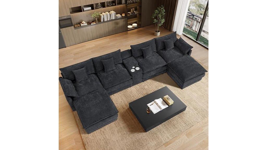 u shaped couch with ottoman