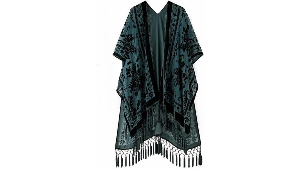 velvet kimono with tassels