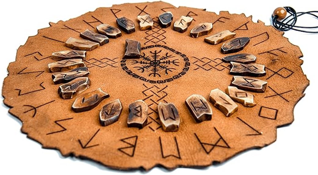 viking runes with leather