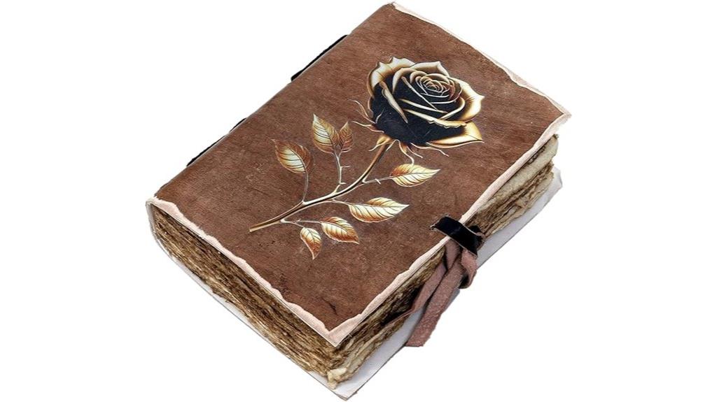 vintage rose leather journal
