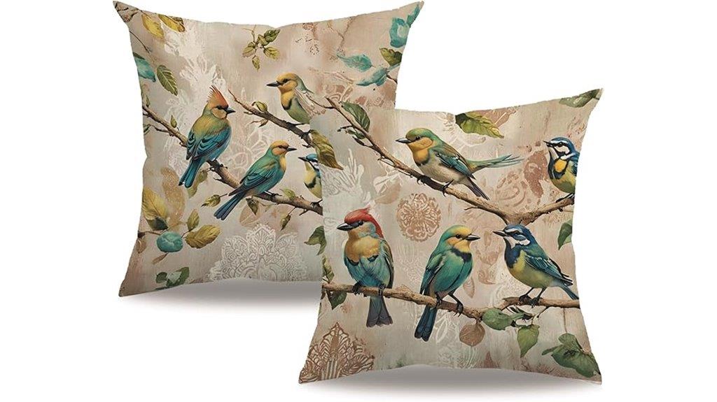 watercolor bird pillow covers