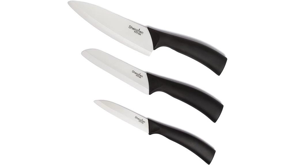 white ceramic knife set