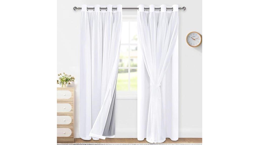 white double layer curtains