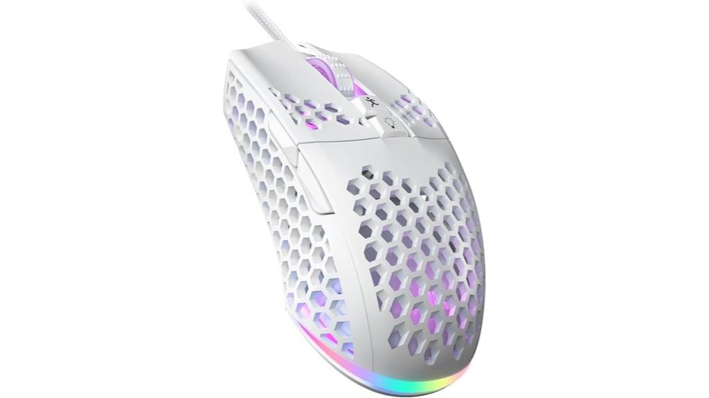 white wired gaming mouse