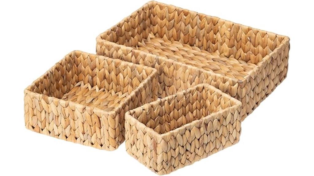 wicker storage baskets set
